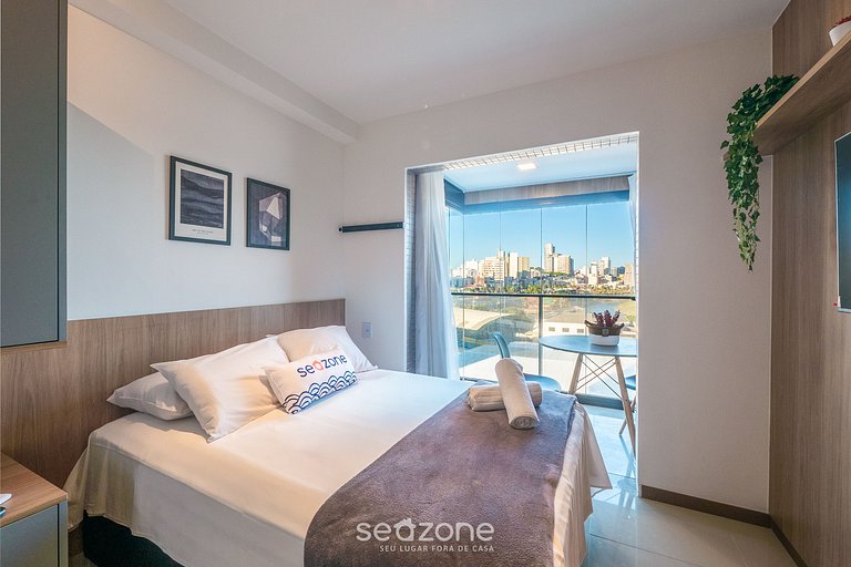 Studio c/ varanda e vista à beira-mar JDN0516