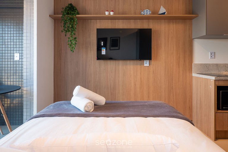 Studio c/ varanda e vista à beira-mar JDN0516