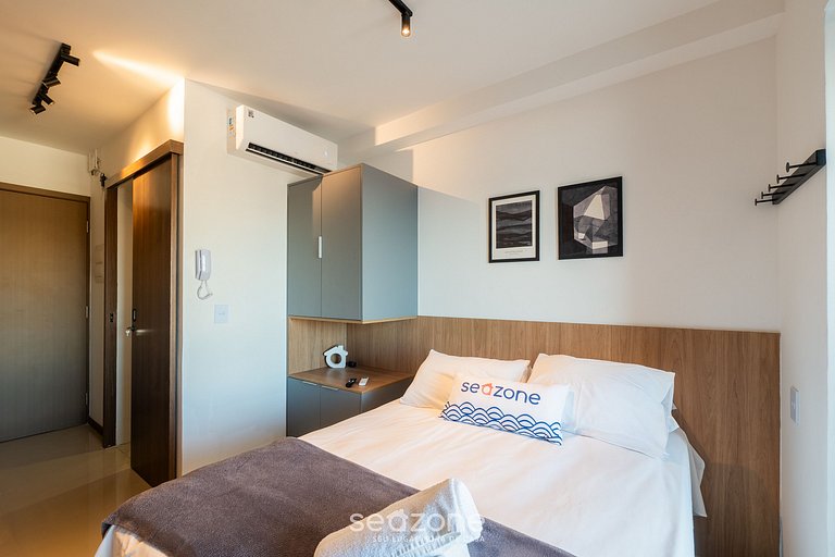 Studio c/ varanda e vista à beira-mar JDN0516