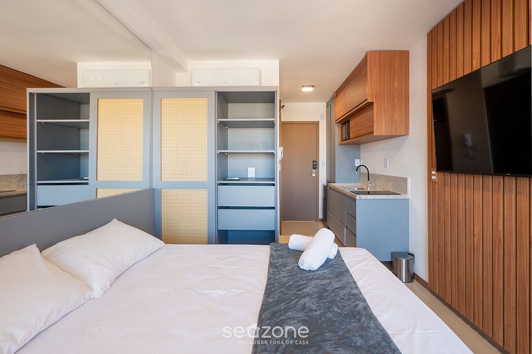 Estúdio Vista Lateral Mar em cond. c Pisc. JDN0813