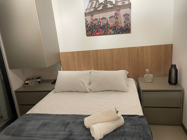 Studio a 60m da Praia c/ varanda e vista JDN0509