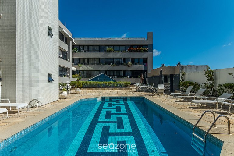 Apto c/ piscina, hidromassagem e vista mar MPA0313