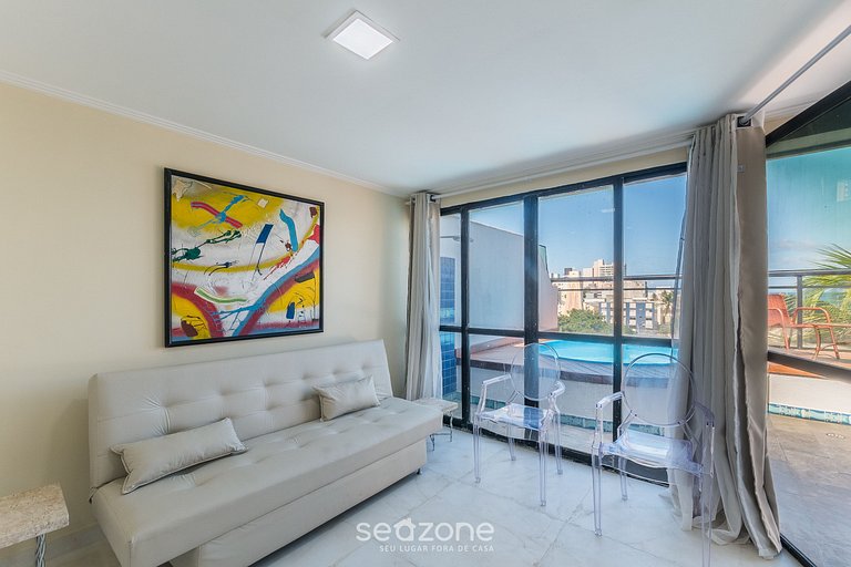 Apto c/ piscina, hidromassagem e vista mar MPA0313