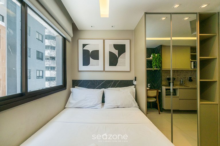 Studio em prédio c/ piscina em Salvador HFO0203