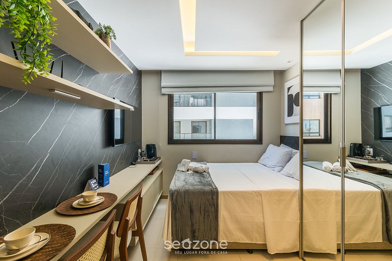 Studio em prédio c/ piscina em Salvador HFO0203