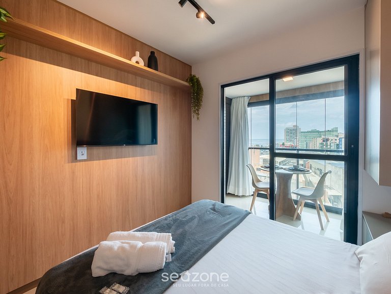 Studio a 60m da Praia c/ varanda e vista JDN0509