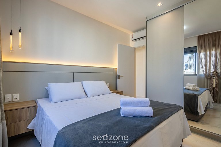 Apto c/ varanda gourmet a 700m da Praia BON1101