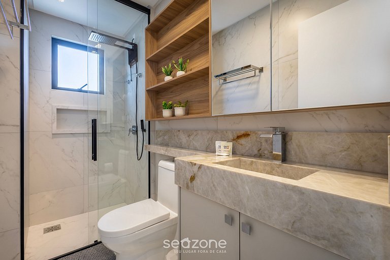 Apto c/ varanda gourmet a 700m da Praia BON1101