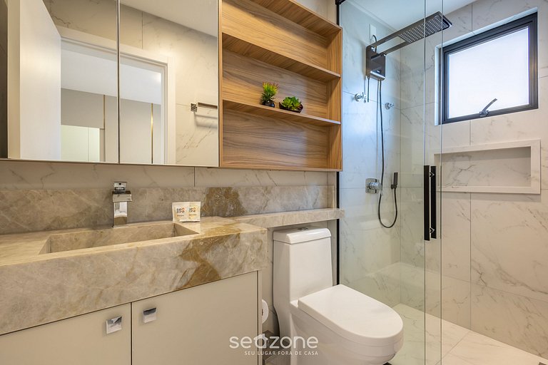 Apto c/ varanda gourmet a 700m da Praia BON1101