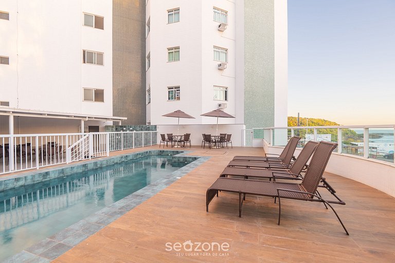 Apto vista frente mar em Cond. c/ Piscina EMQ0403