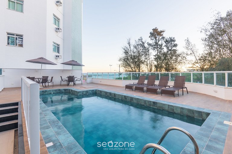 Apto vista al mar en cond. c/ piscina EMQ0403