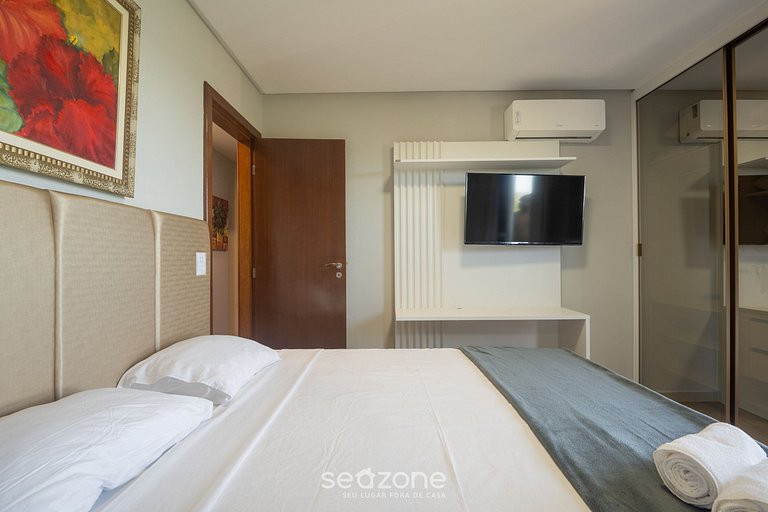 Apto vista al mar en cond. c/ piscina EMQ0403