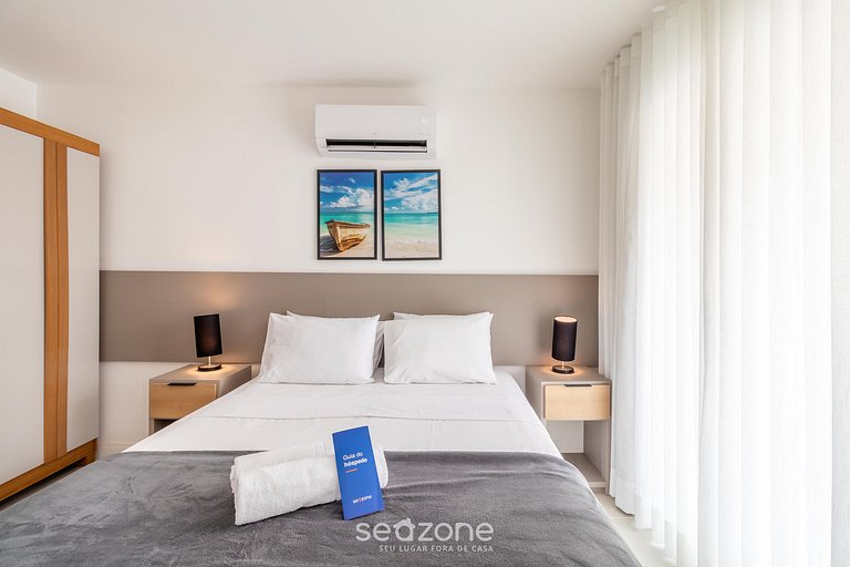 Apto c/ varanda, churrasq. e vista piscina ANO0209