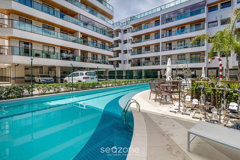 Apto c/ varanda, churrasq. e vista piscina ANO0209