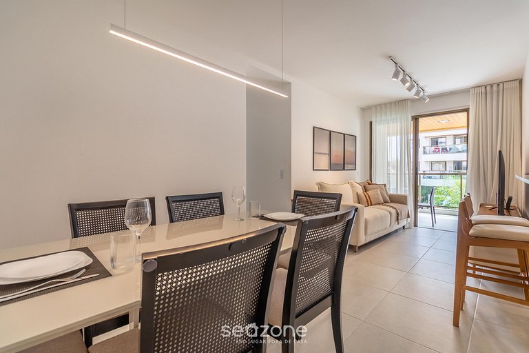 Apto c/ varanda, churrasq. e vista piscina ANO0209