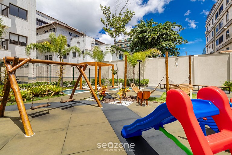 Apto c/ varanda, churrasq. e vista piscina ANO0209