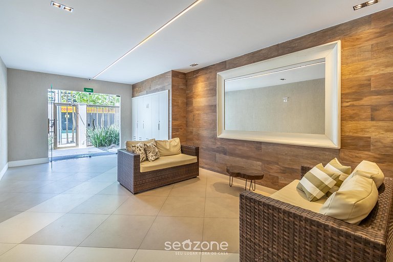 Apto c/ varanda, churrasq. e vista piscina ANO0209