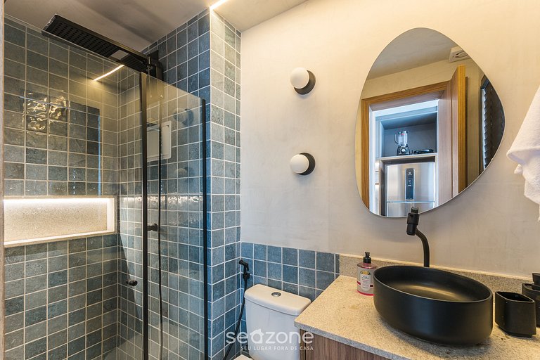 Studio con balcón en edificio con piscina URB1406