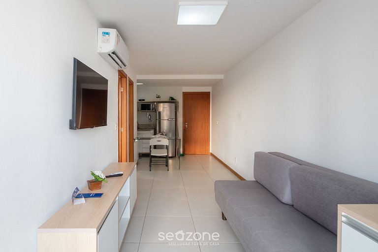 Apto c/ varanda e vista a beira-mar, Barra EXP0311