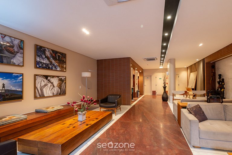 Apto c/ varanda e vista a beira-mar, Barra EXP0311