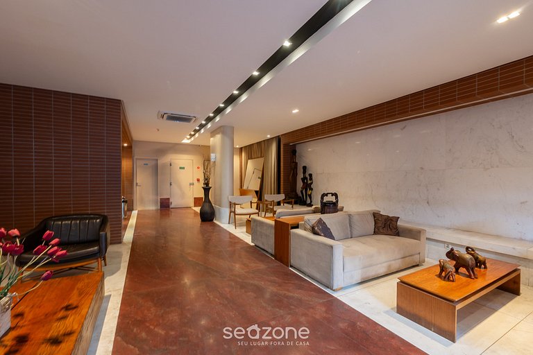 Apto c/ varanda e vista a beira-mar, Barra EXP0311