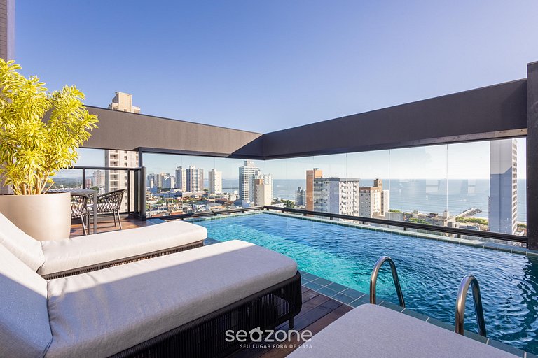 Apto c/ Churrasq. e Vista Parcial Mar ALE0803