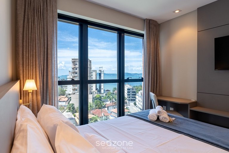 Apartamento aconchegante com vista para o mar