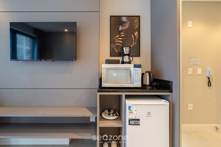Apartamento aconchegante com vista para o mar