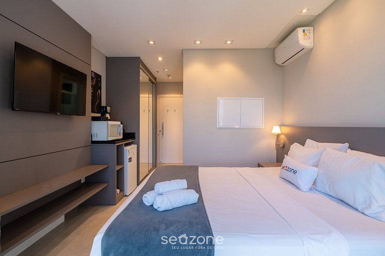 Apartamento aconchegante com vista para o mar