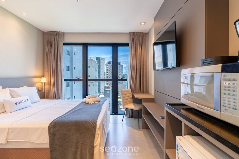 Apartamento aconchegante com vista para o mar