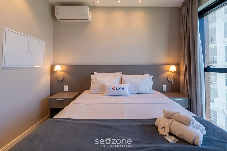Apartamento aconchegante com vista para o mar