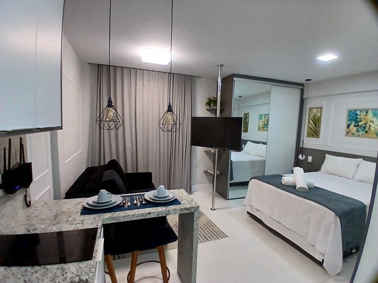 Estúdio Vista Parcial Mar a 300m Praia PSP0809