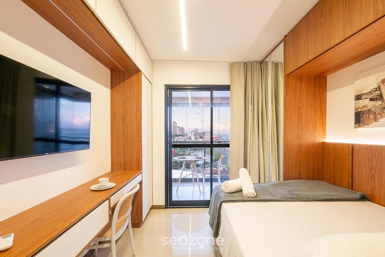 Studio c/ vista Mar em cond. c/ piscina JDN0911