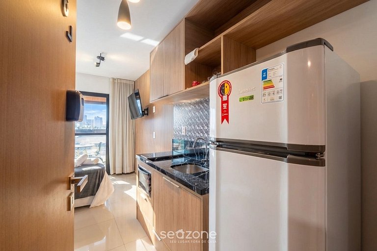 Studio em Cond. c/ Pisc. vista lateral mar JDN0216