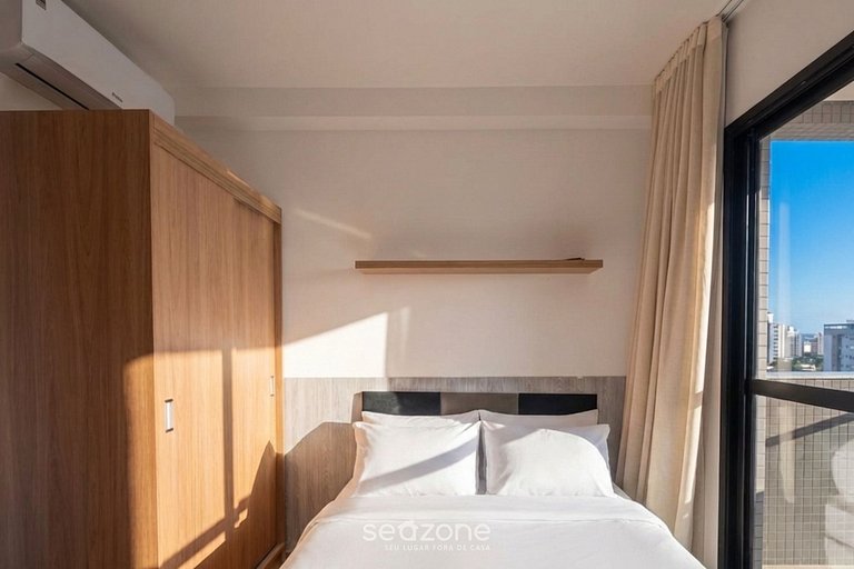 Studio em Cond. c/ Pisc. vista lateral mar JDN0216