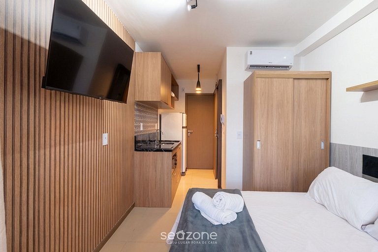 Studio em Cond. c/ Pisc. vista lateral mar JDN0216