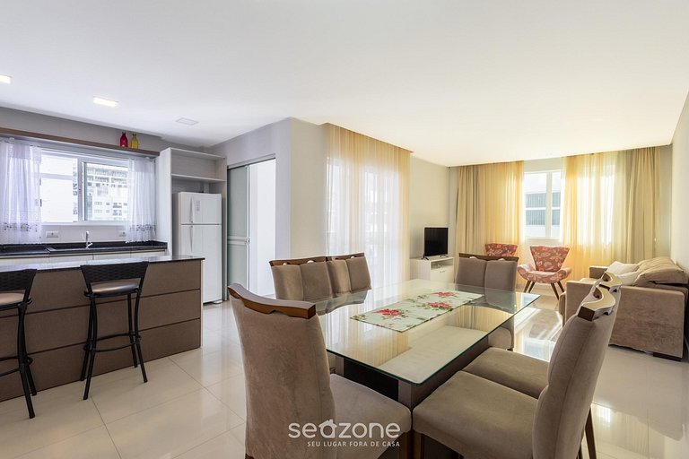 Apto 450m da praia c/ churrasq. e 3 suítes TAH0602