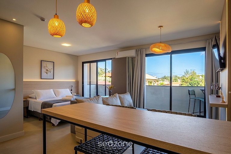 Studio em Cond. c/ Piscina e Varanda RSO0040