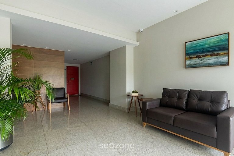 Apto. c/ varanda a 200m da Praia Bacutia MFA0409