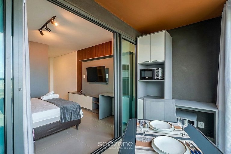 Studio c/ Balcón y Vista Mar en Condo. ARU1017