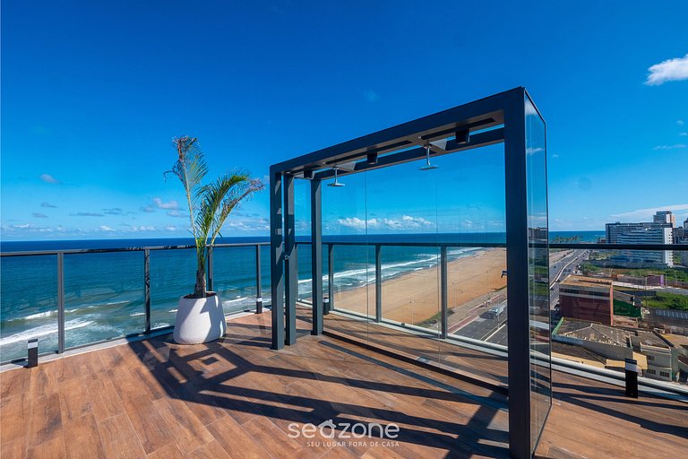 Studio c/ Varanda e Vista Mar em Cond. ARU1017