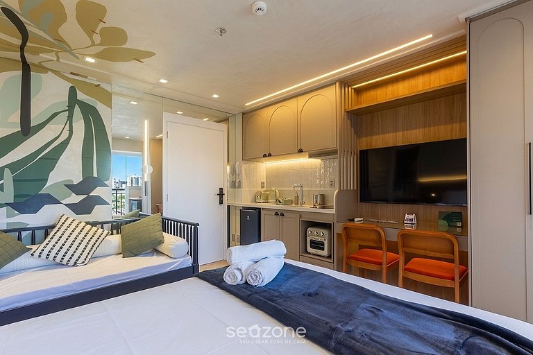 Studio c/ Varanda e Vista Cid. em Cond. GLA0101