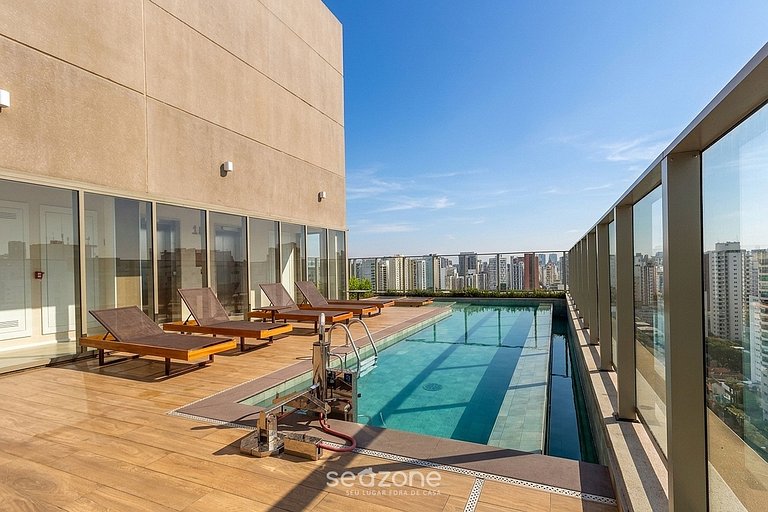 Studio em Cond. c/ Piscina e Vista Cid. BEM1405