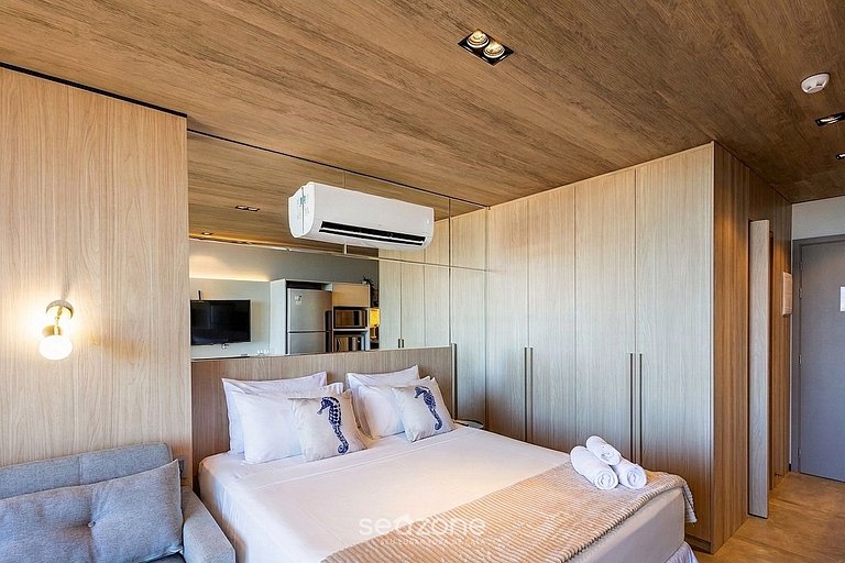 Studio c/ Varanda e Vista Mar em Cond. NWT0413