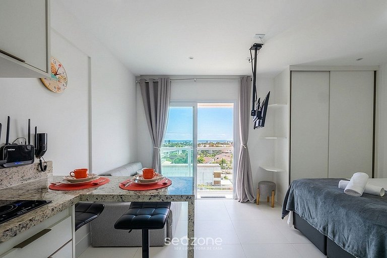 Studio c/ Varanda e Vista Mar em Cond. PSP0608