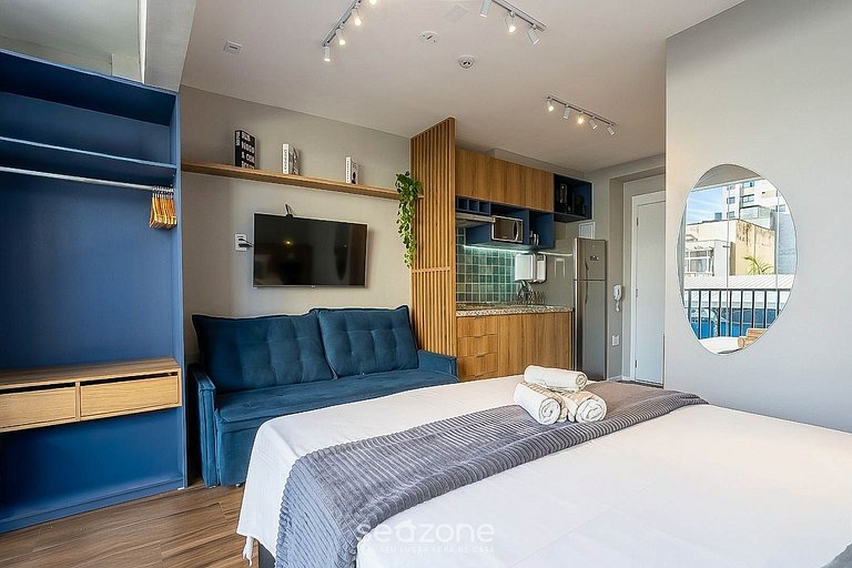 Studio em Cond. c/ Piscina e Vista Cid. SBU0404