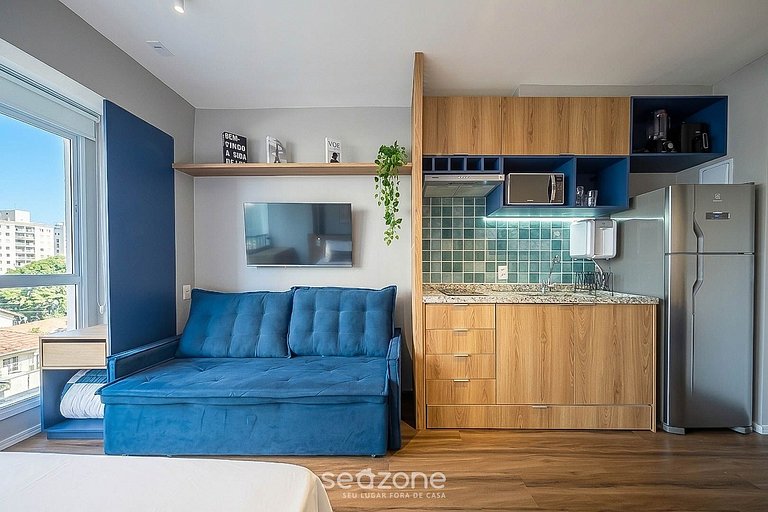 Studio em Cond. c/ Piscina e Vista Cid. SBU0404