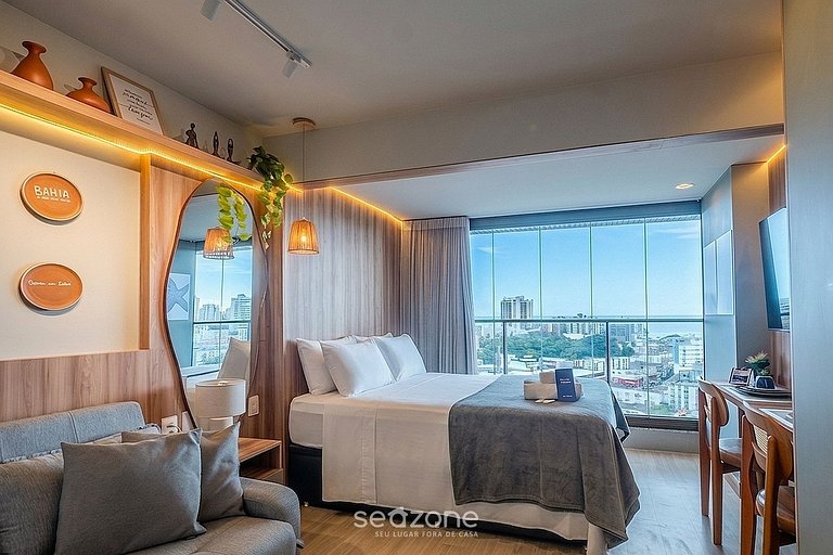 Studio em Cond. c/ Piscina e Vista Mar EDF0907