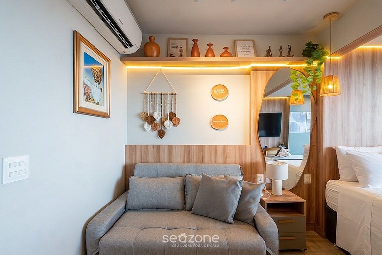 Studio em Cond. c/ Piscina e Vista Mar EDF0907