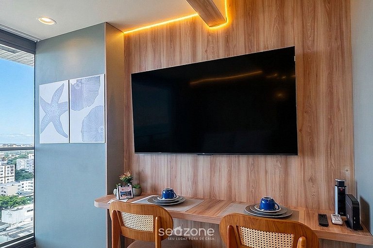 Studio em Cond. c/ Piscina e Vista Mar EDF0907